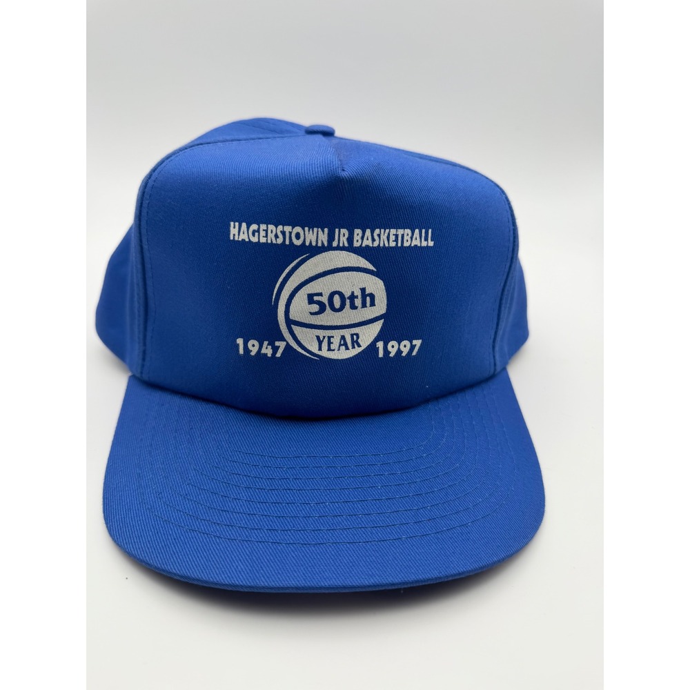 Vintage 1997 Hagerstown Jr Basketball 50th Year Snapback Hat Blue Toppers Cap